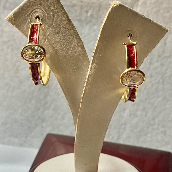 18k yellow gold with enamel coating and CZ stones. - Picture 3 of 6